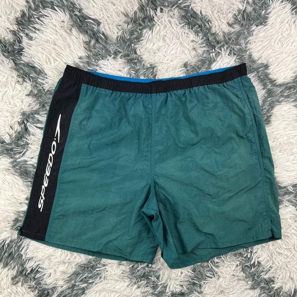 Vintage Speedo Men's Green Swim Trunks With Liner Size Large